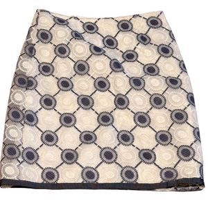 BODEN Women's White and Blue Embroidered Skirt 6